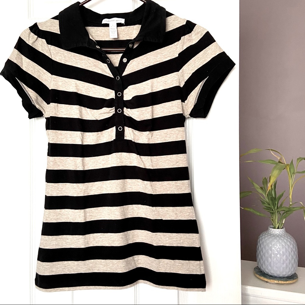 🌟3/$15🌟 Ambiance Apparel oatmeal stripe polo
